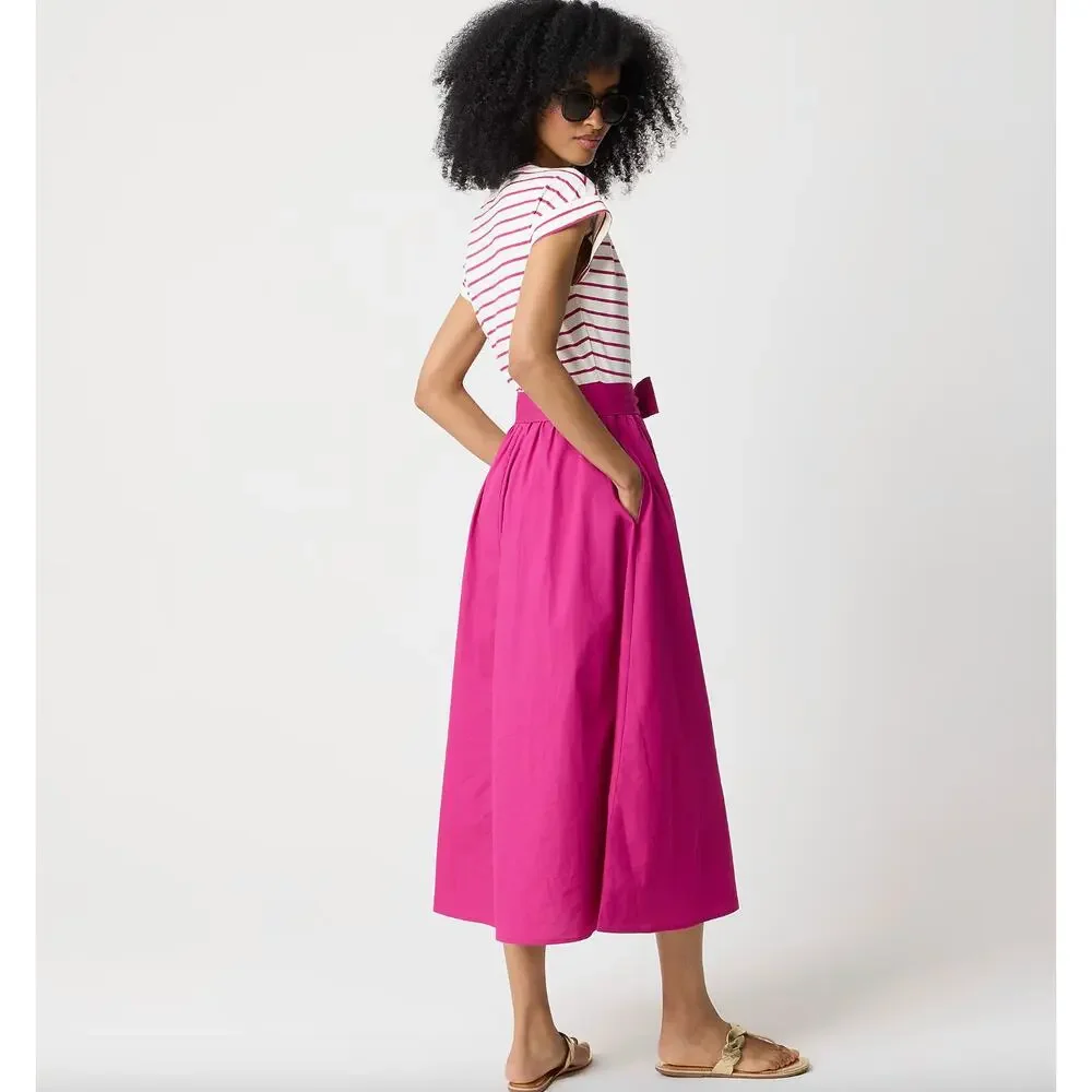 J.Crew Petite Button Shoulder Tie Waist Knit Mixy Dress Berry Pink Medium NWT
